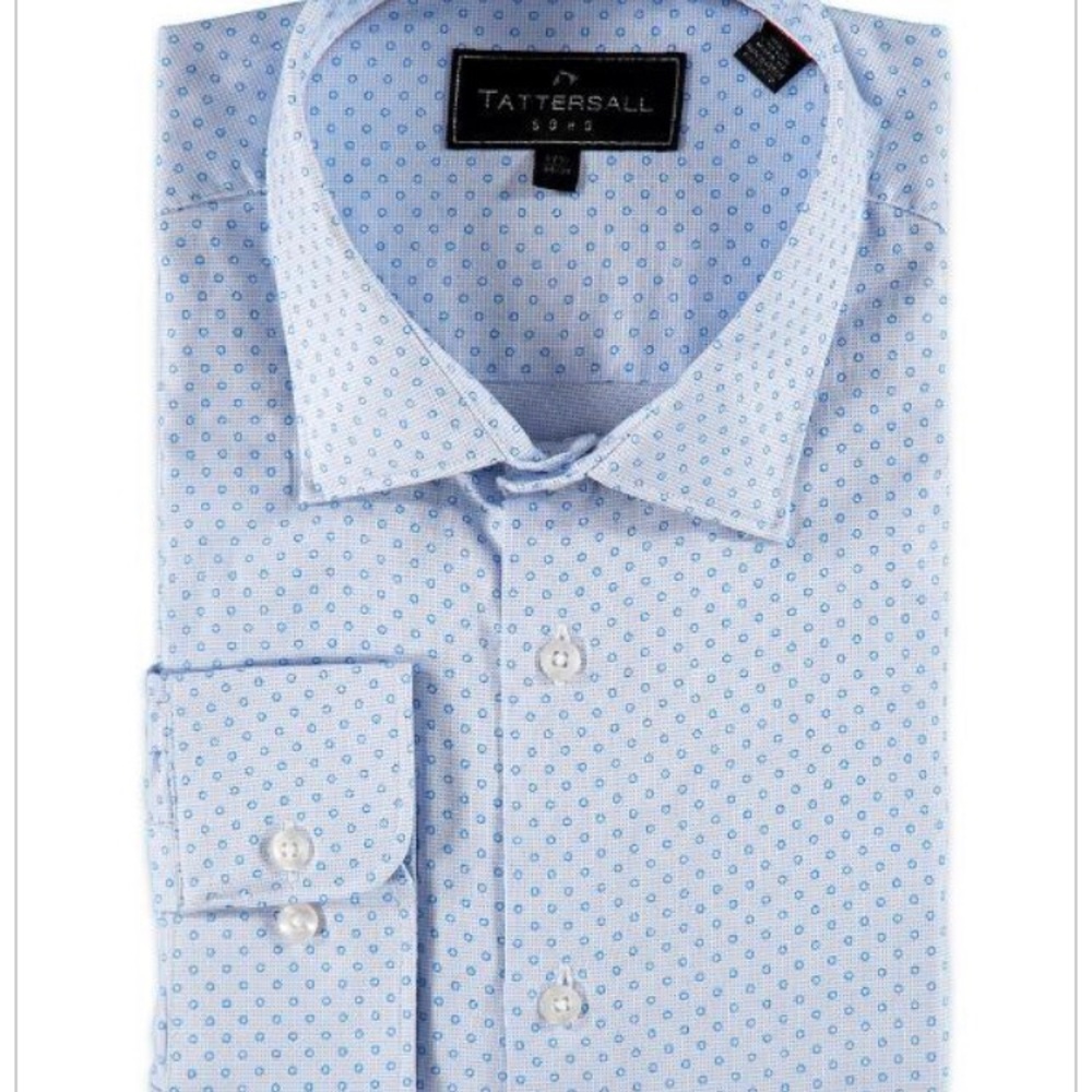 TATTERSALL SOHO Fitted Textured Dot Print  Shirt